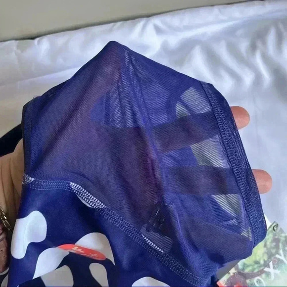 NWT Roxy Swim crop top blue polka dot UPF 50 surfer skater sportswear be… - Picture 3 of 6